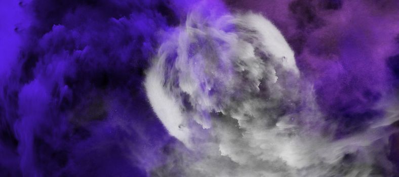 Abstract image of color powder in purple, white and violet color, digital illustration