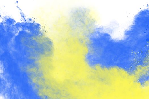 Abstract image of color powder in yellow and blue shades, digital illustration