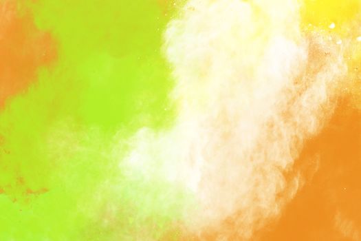 Abstract image of color powder in yellow, green and orange shades, digital illustration