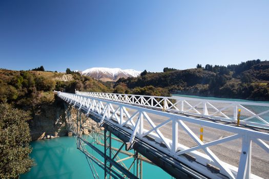 Rakaia Gorge on a clear spring day in Canterbury region of New Zealand