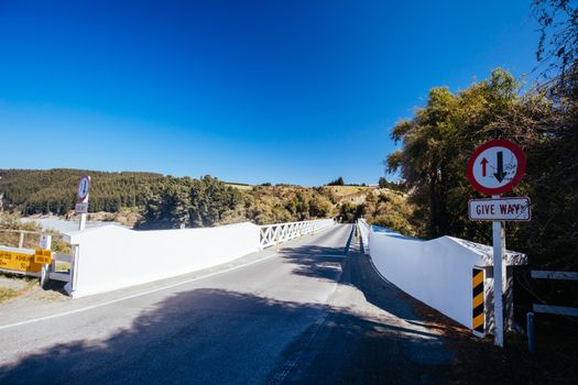 Rakaia Gorge on a clear spring day in Canterbury region of New Zealand