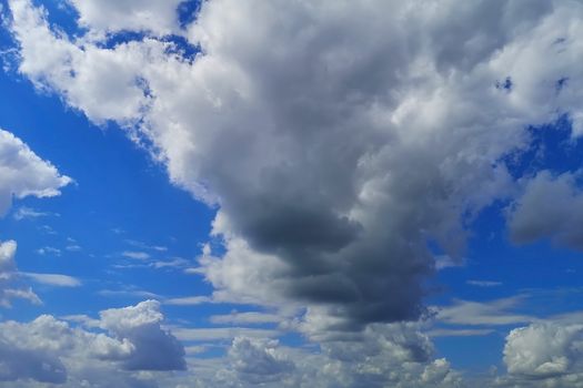 Dramatic panoramic skyscape with dark stormy clouds.Season, meteorology.