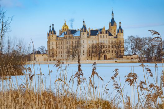 The beautiful, fairy-tale Castle of Schwerin in winter times.