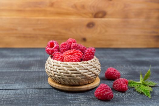 Raspberry. Health, summer. still life on wooden background