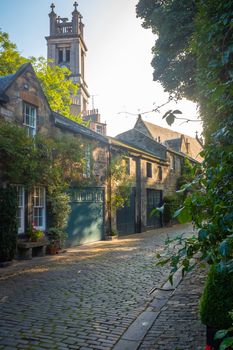 Pretty Mews Flats On The Quaint Circus Lane In Edinburgh, Scotland On A Warm Summer's Day