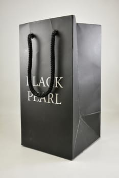 MANILA, PH - SEPT 10 - Black pearl paper bag on September 10, 2020 in Manila, Philippines.