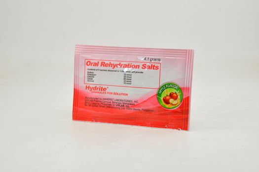 MANILA, PH - SEPT 10 - Oral rehydration salts hydrite apple flavor on September 10, 2020 in Manila, Philippines.