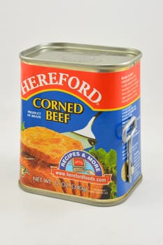 MANILA, PH - SEPT 10 - Hereford corned beef can on September 10, 2020 in Manila, Philippines.