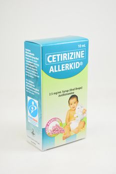 MANILA, PH - SEPT 10 - Cetirizine allerkid antihistamine syrup box on September 10, 2020 in Manila, Philippines.