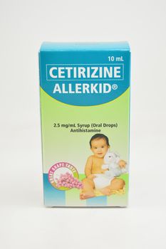 MANILA, PH - SEPT 10 - Cetirizine allerkid antihistamine syrup box on September 10, 2020 in Manila, Philippines.