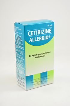 MANILA, PH - SEPT 10 - Cetirizine allerkid antihistamine syrup box on September 10, 2020 in Manila, Philippines.