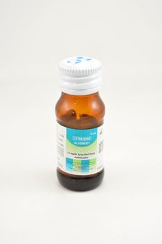 MANILA, PH - SEPT 10 - Cetirizine allerkid antihistamine syrup bottle on September 10, 2020 in Manila, Philippines.