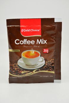 MANILA, PH - SEPT 10 - Gold choice coffee mix sachet on September 10, 2020 in Manila, Philippines.