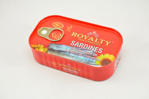 MANILA, PH - SEPT 10 - Royalty sardines in sunflower oil can on September 10, 2020 in Manila, Philippines.