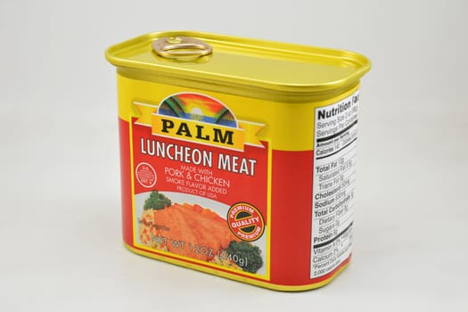 MANILA, PH - SEPT 10 - Palm luncheon meat can on September 10, 2020 in Manila, Philippines.