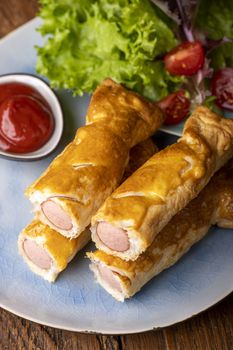 frankfurters in puff pastry on a plate