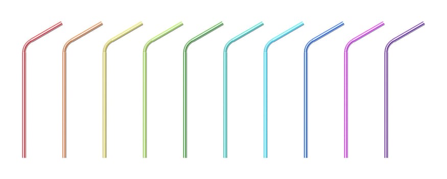 Colorful drinking straw 3D render illustration isolated on white background