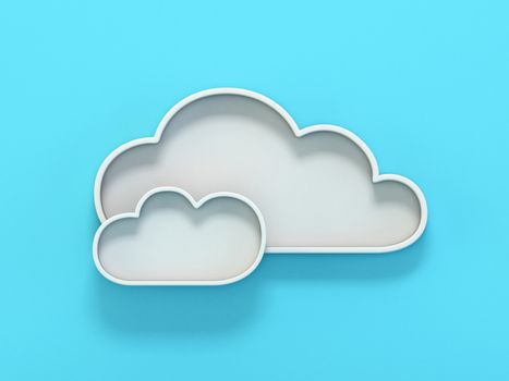 Two cloud signs 3D render illustration isolated on blue background