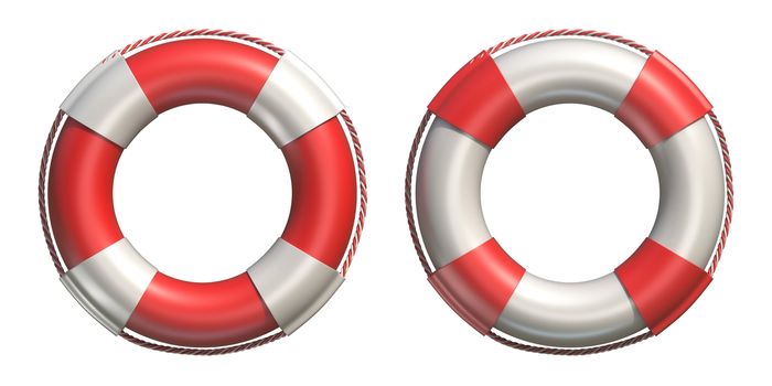 Life buoys 3D render illustration isolated on white background