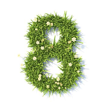 Grass font Number 8 EIGHT 3D rendering illustration isolated on white background