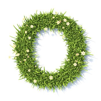 Grass font Letter O 3D rendering illustration isolated on white background