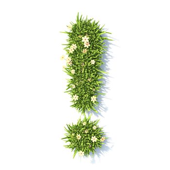 Grass font Exclamation mark 3D rendering illustration isolated on white background