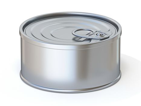 Metal tin Side view 3D render illustration isolated on white background