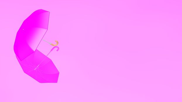 Colorful umbrella with shadow on a delightful color background. 3D rendered Transparent umbrella with all parts visible on a colored floor.