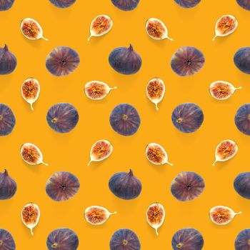 Seamless pattern with ripe figs. Tropical abstract background. Figs on the white background. Seamless pattern for print, textile, wallpapers, design templates.