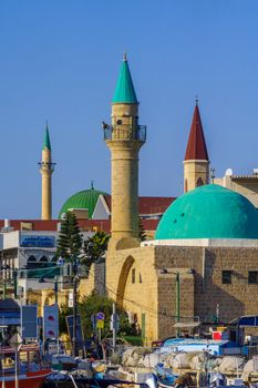 Acre, Israel - September 14, 2020: View of mosques and churches, in the old city of Acre (Akko), Israel