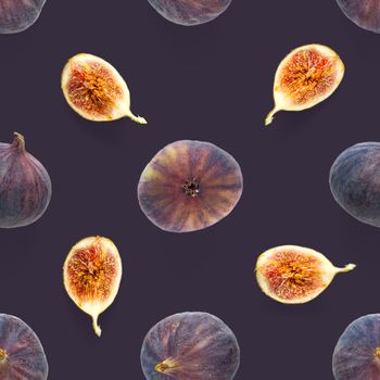 Seamless pattern with ripe figs. Tropical abstract background. Figs on the white background. Seamless pattern for print, textile, wallpapers, design templates.