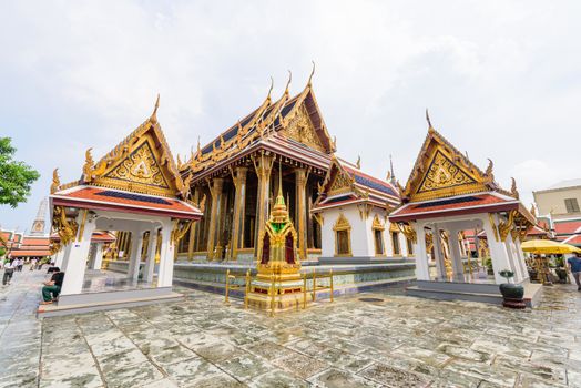 Bangkok, Thailand - 16 September, 2020: Panorama view of Wat Phra Kaew or name The Temple of the Emerald 

Buddha