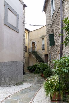 acquasparta,italy september 21 2020:architecture of alleys and buildings in the town of Acquasparta