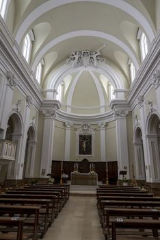 acquasparta,italy september 21 2020:interior of the cathedral of Santa Cecilia in the town of Acquasparta