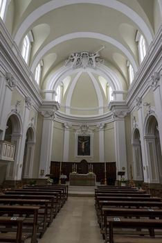 acquasparta,italy september 21 2020:interior of the cathedral of Santa Cecilia in the town of Acquasparta