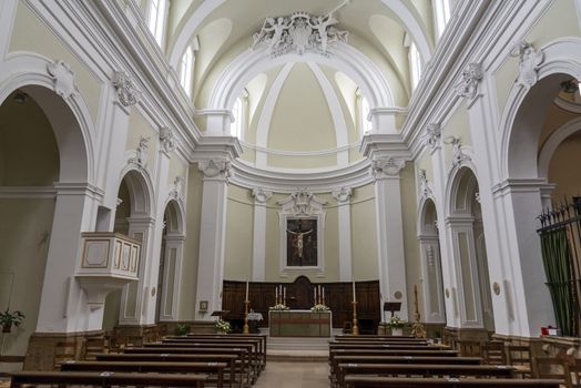 acquasparta,italy september 21 2020:interior of the cathedral of Santa Cecilia in the town of Acquasparta