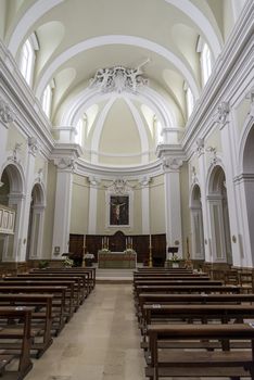 acquasparta,italy september 21 2020:interior of the cathedral of Santa Cecilia in the town of Acquasparta