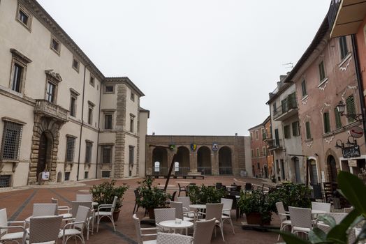 acquasparta,italy september 21 2020:Federico Cesi square in the center of Acquasparta