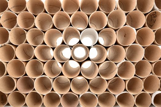 Toilet paper roll`s brown paper cores