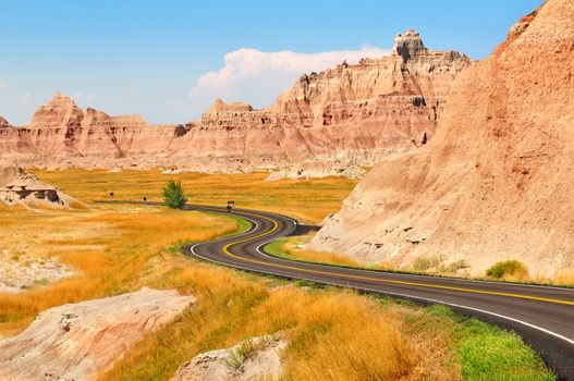 Winding Road at Badlands National Park in South Dakota, U.S.A.