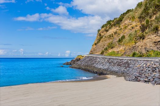 beach sand in Agua de Pau, Azores. Sao Miguel island, Portugal.