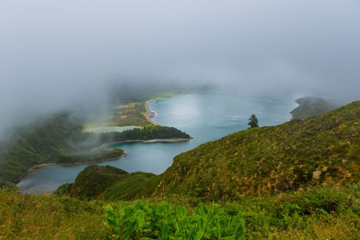 Beautiful view of Lagoa do Fogo, Sao Miguel Island, Azores, Portugal