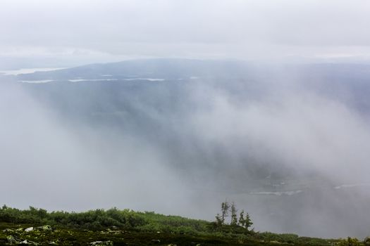 View from Veslehødn Veslehorn to the Norwegian landscape of Hemsedal, Norway.