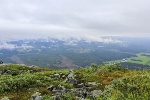 View from Veslehødn Veslehorn to the Norwegian landscape of Hemsedal, Norway.