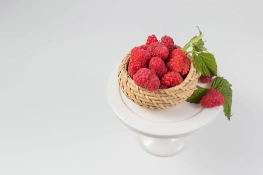 Ripe red Raspberry. still life on white background.