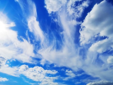 Beautiful blue sky and clouds natural background.