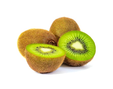 Kiwi fruit and slice isolated on white background