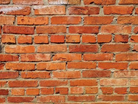 Weathered stained old brick wall with planty space for copy space or text