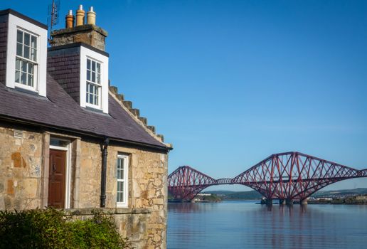 A Rural House In South Queensferry, Scotland, With The Famous Forth Rail Bridge In The Background
