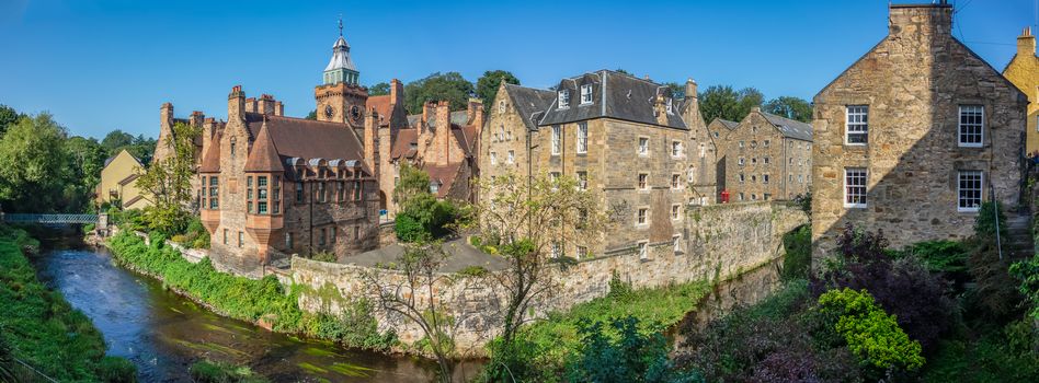 Panorama Of The Water Of Leith As It Winds Through The Historic Dean Village In Edinburgh